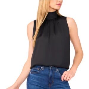 Rebecca Malone Sleeveless Top Career Office Black Mock Neck Lightweight Sz Large